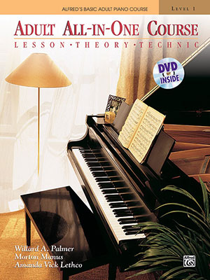 Alfred's Basic Piano Adult All-in-One Course, Book 1 + DVD