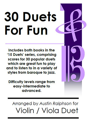 COMPLETE Book of 30 Violin + Viola Duets for Fun