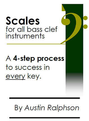 Scale book (scales) for all BASS CLEF instruments